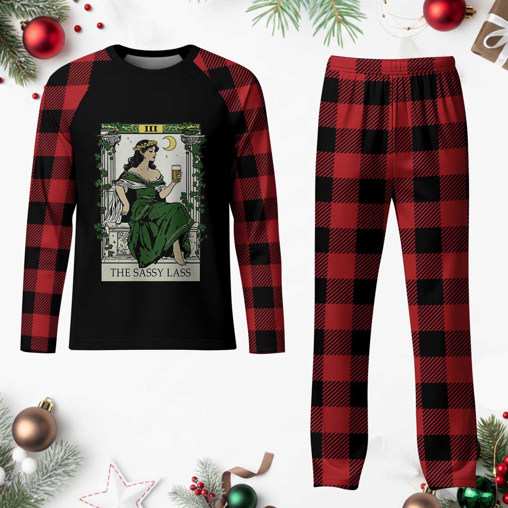 The Sassy Lass Tarot Card Plaid Pajama Set Funny St Patrick's Day - Wonder Print Shop