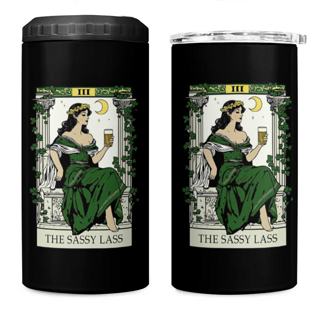The Sassy Lass Tarot Card 4 in 1 Can Cooler Tumbler Funny St Patrick's Day