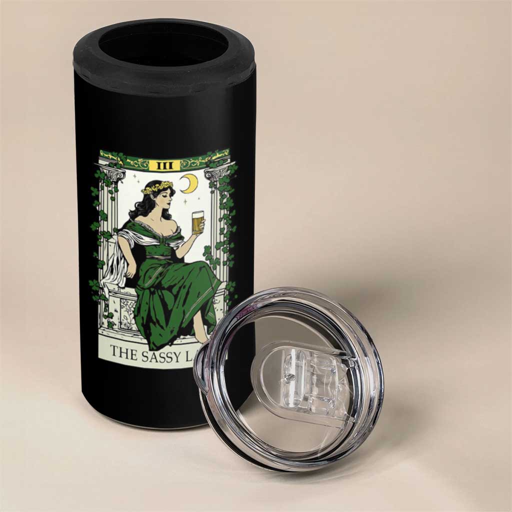 The Sassy Lass Tarot Card 4 in 1 Can Cooler Tumbler Funny St Patrick's Day