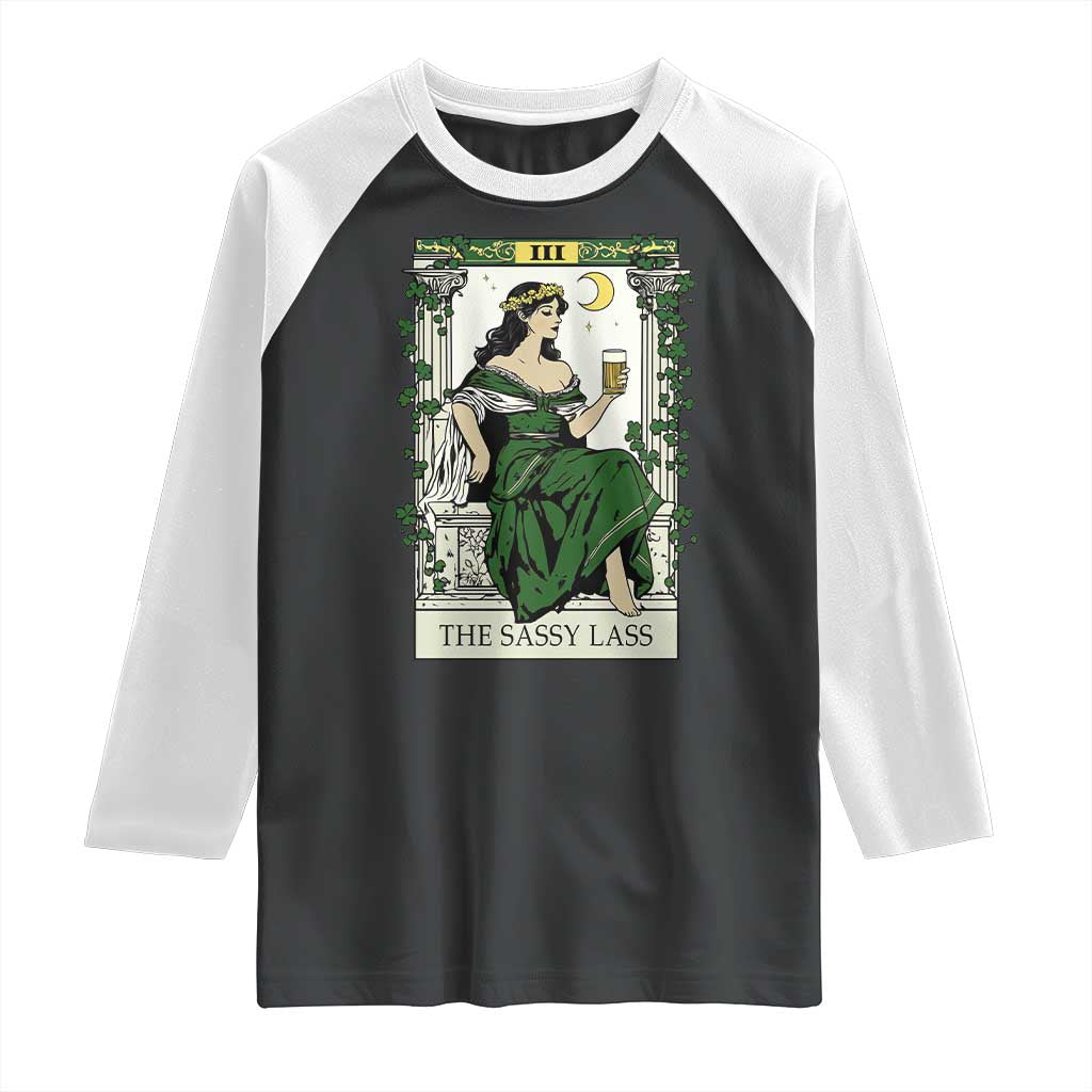 The Sassy Lass Tarot Card Raglan Shirt Funny St Patrick's Day