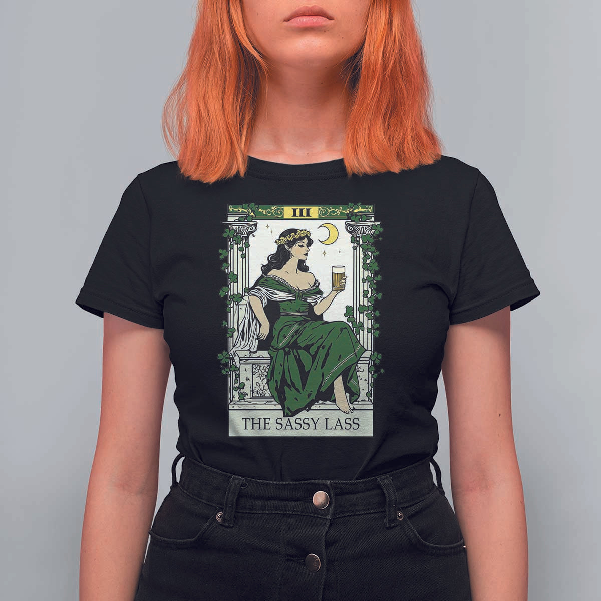 The Sassy Lass Tarot Card T Shirt For Women Funny St Patrick's Day