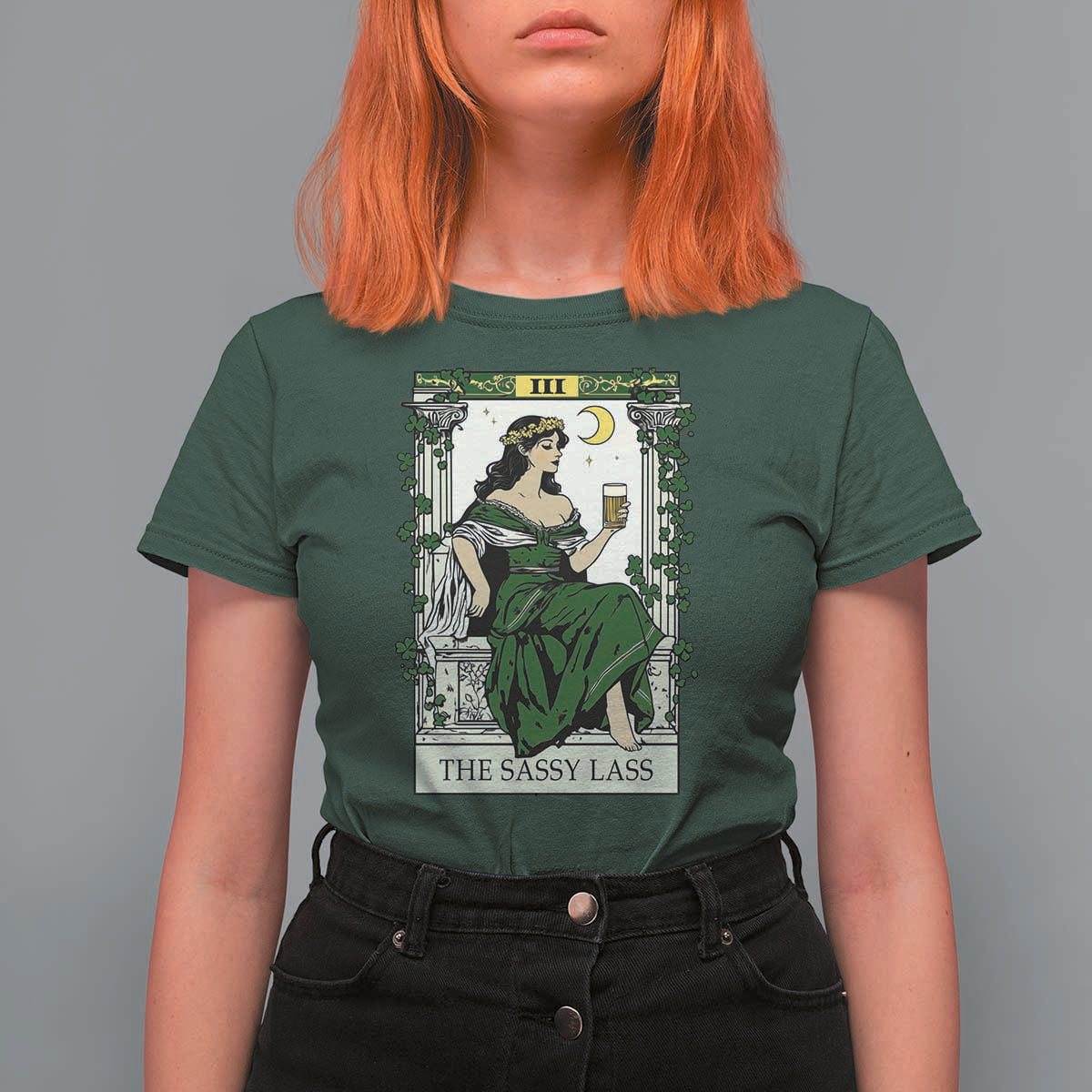 The Sassy Lass Tarot Card T Shirt For Women Funny St Patrick's Day