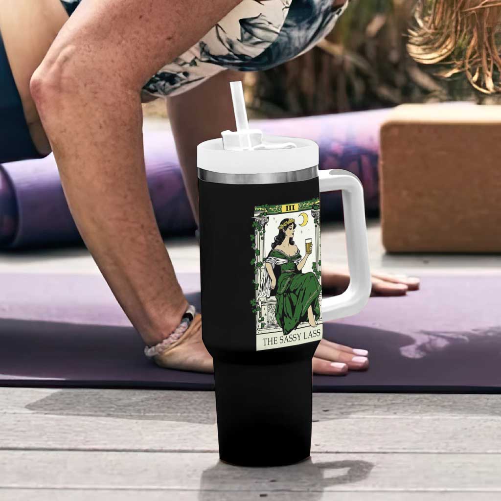 The Sassy Lass Tarot Card Tumbler With Handle Funny St Patrick's Day