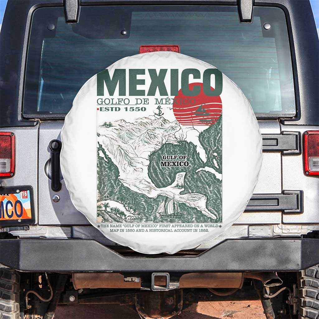 Gulf of Mexico Estd 1550 Spare Tire Cover Golfo De Mexico Historic Map Retro Graphic