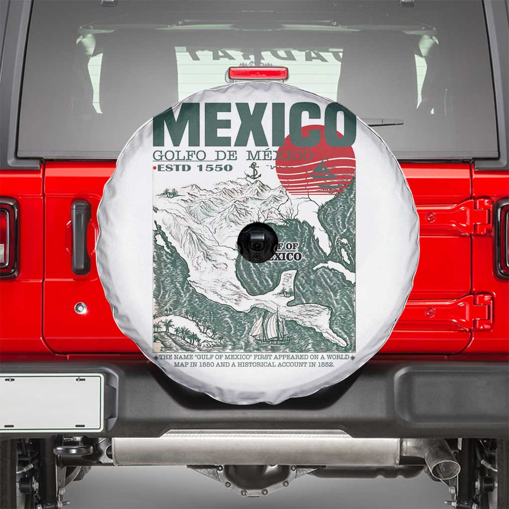 Gulf of Mexico Estd 1550 Spare Tire Cover Golfo De Mexico Historic Map Retro Graphic