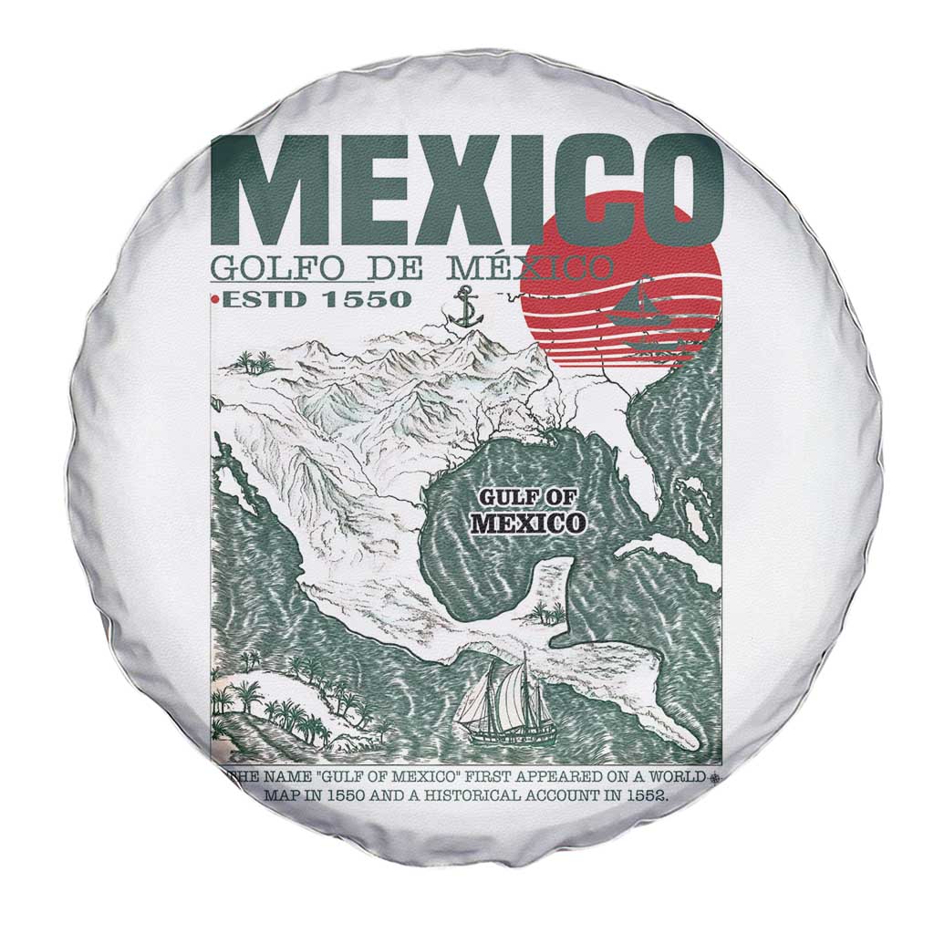 Gulf of Mexico Estd 1550 Spare Tire Cover Golfo De Mexico Historic Map Retro Graphic
