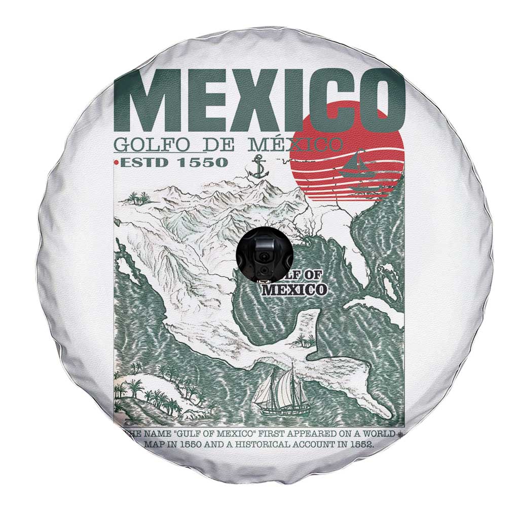 Gulf of Mexico Estd 1550 Spare Tire Cover Golfo De Mexico Historic Map Retro Graphic