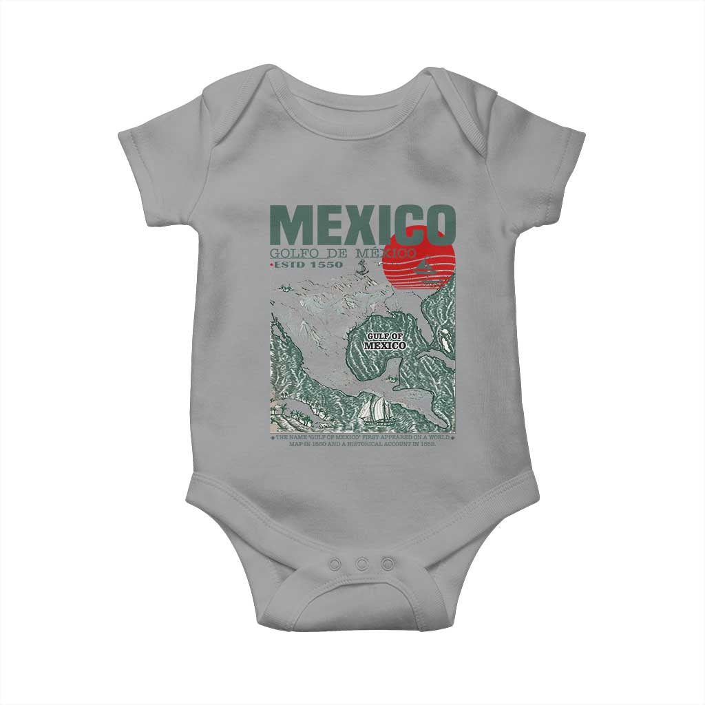 Gulf of Mexico Estd 1550 Baby Onesie Golfo De Mexico Historic Map Retro Graphic