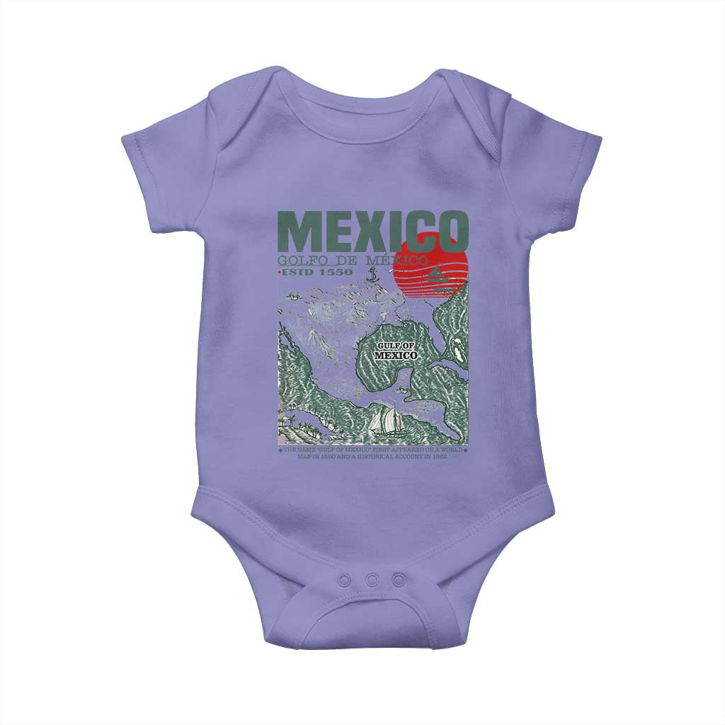 Gulf of Mexico Estd 1550 Baby Onesie Golfo De Mexico Historic Map Retro Graphic