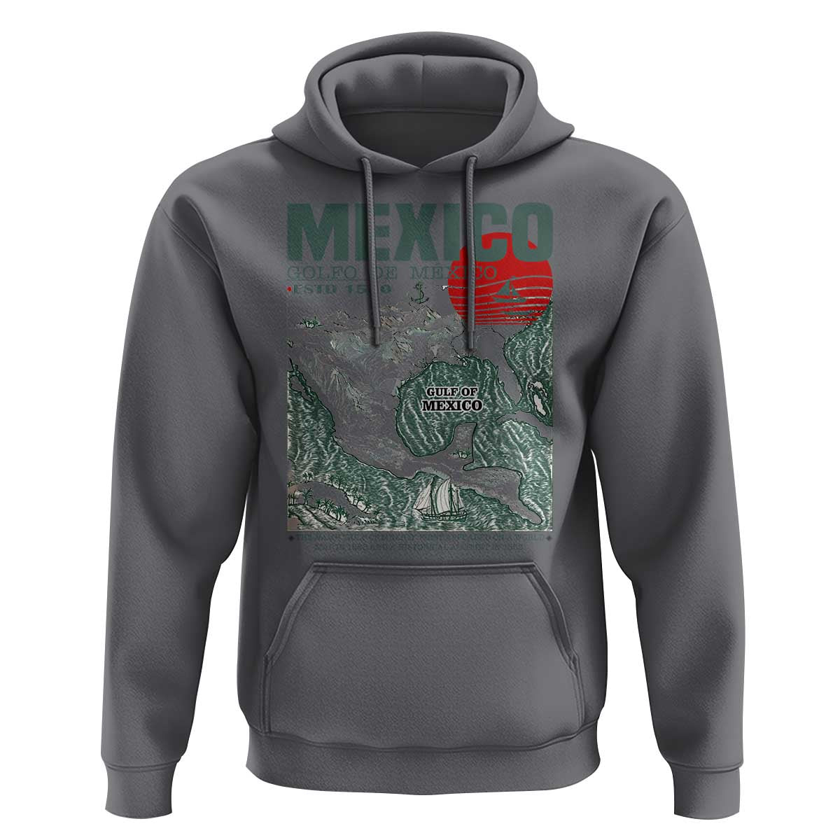 Gulf of Mexico Estd 1550 Hoodie Golfo De Mexico Historic Map Retro Graphic