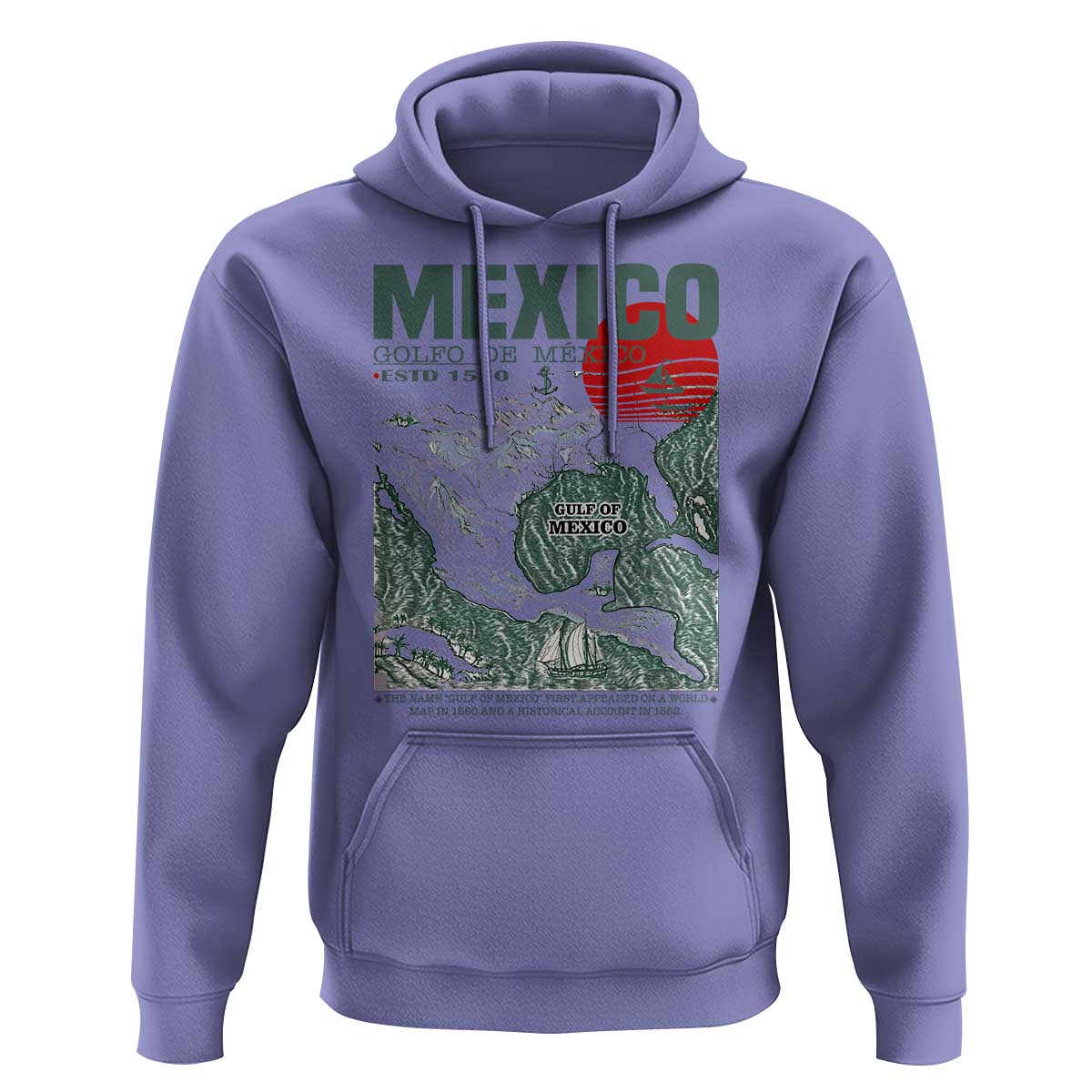 Gulf of Mexico Estd 1550 Hoodie Golfo De Mexico Historic Map Retro Graphic