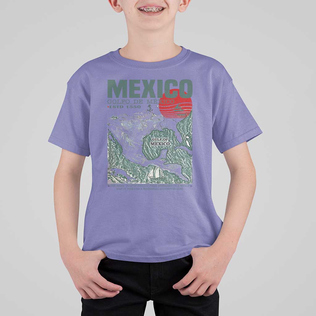 Gulf of Mexico Estd 1550 T Shirt For Kid Golfo De Mexico Historic Map Retro Graphic
