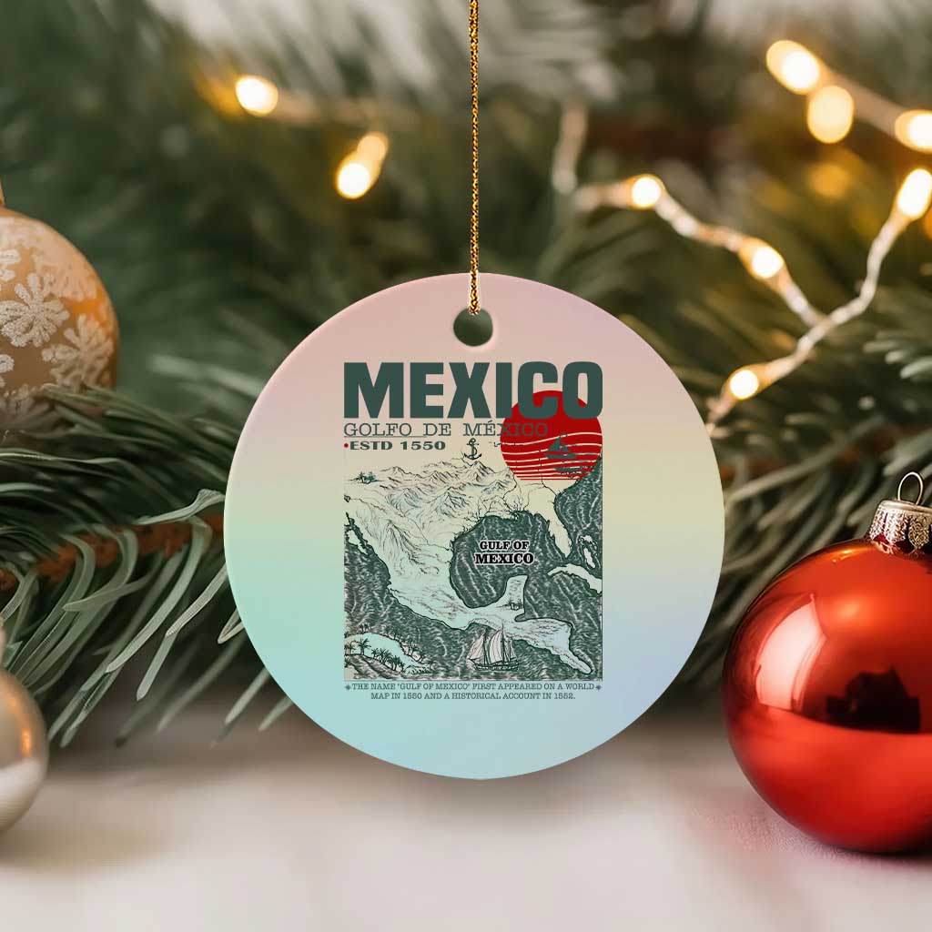 Gulf of Mexico Estd 1550 Ceramic Ornament Golfo De Mexico Historic Map Retro Graphic - Wonder Print Shop