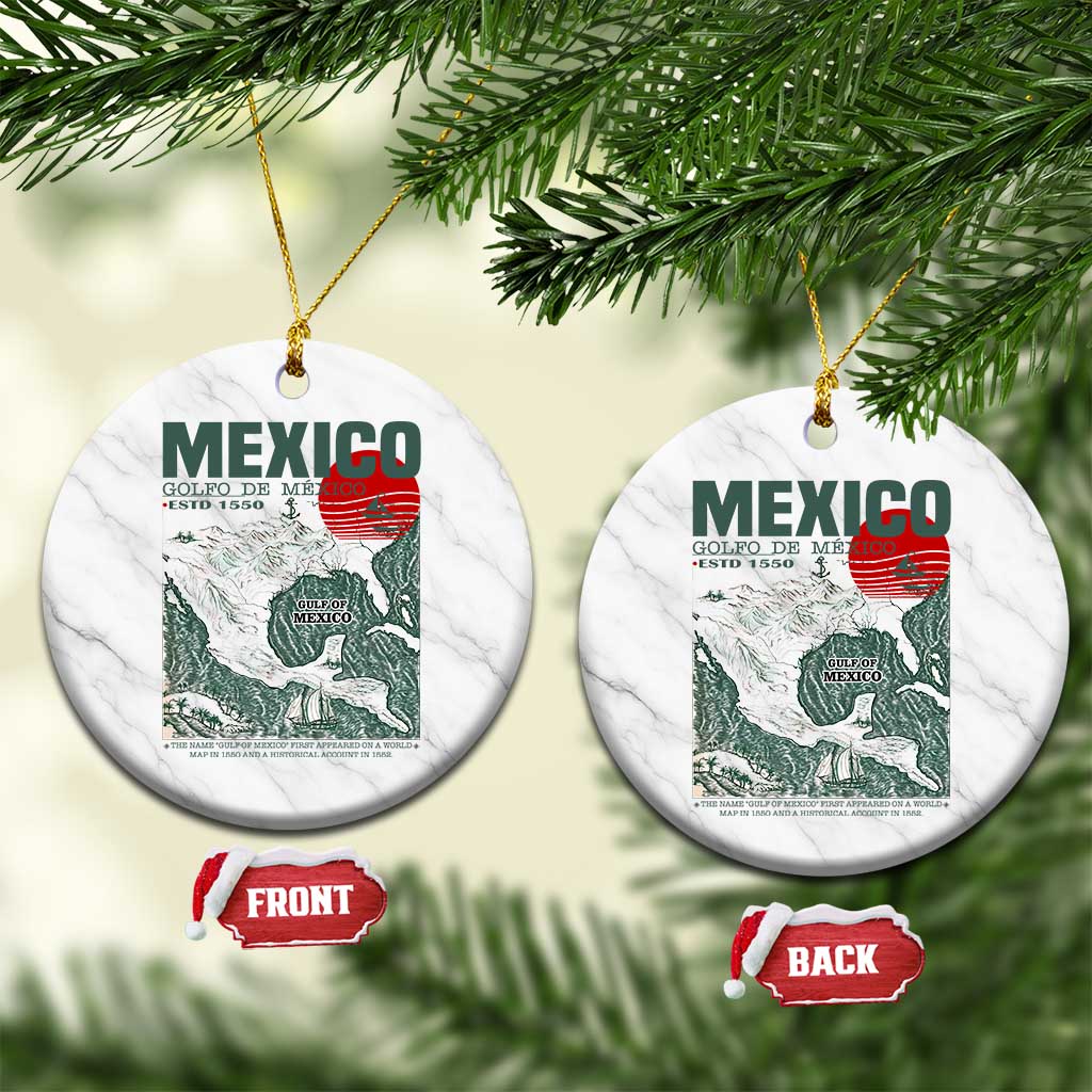 Gulf of Mexico Estd 1550 Ceramic Ornament Golfo De Mexico Historic Map Retro Graphic - Wonder Print Shop