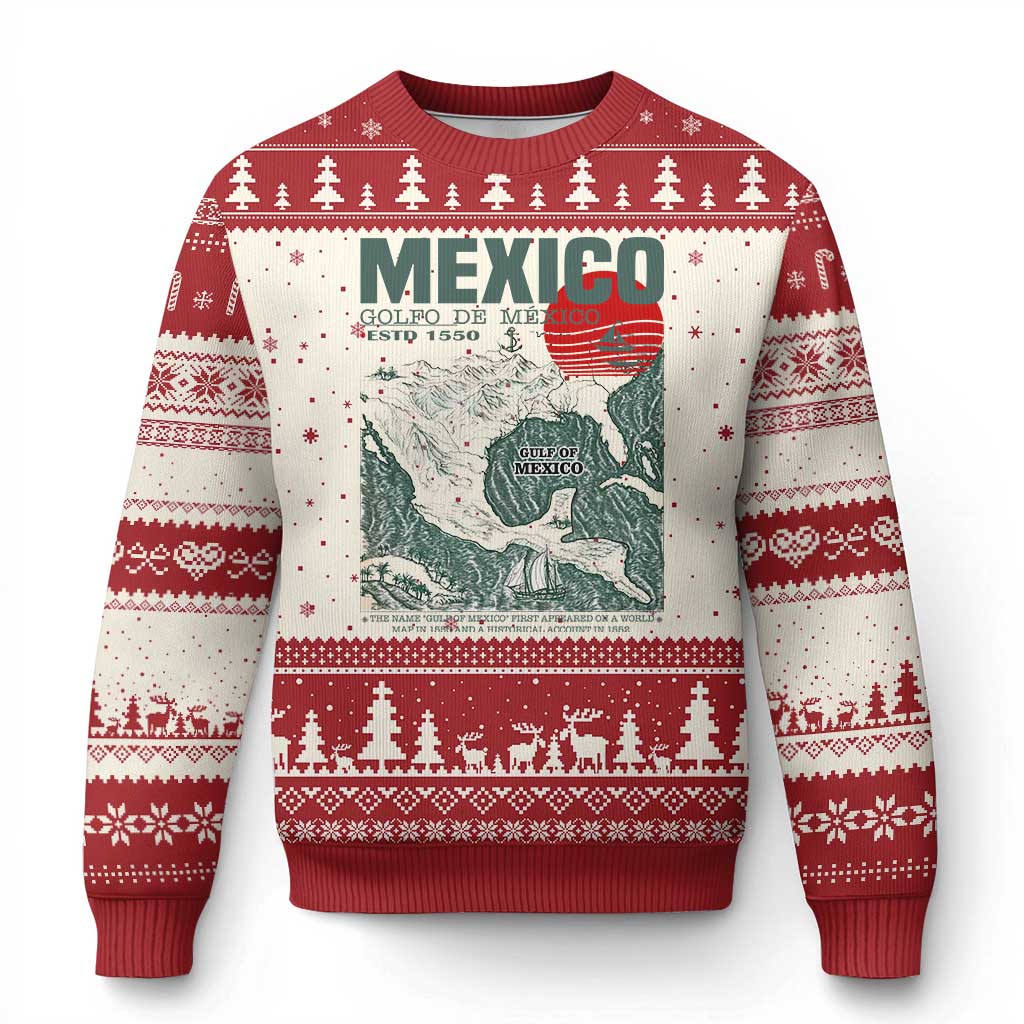 Gulf of Mexico Estd 1550 Ugly Christmas Sweater Golfo De Mexico Historic Map Retro Graphic - Wonder Print Shop