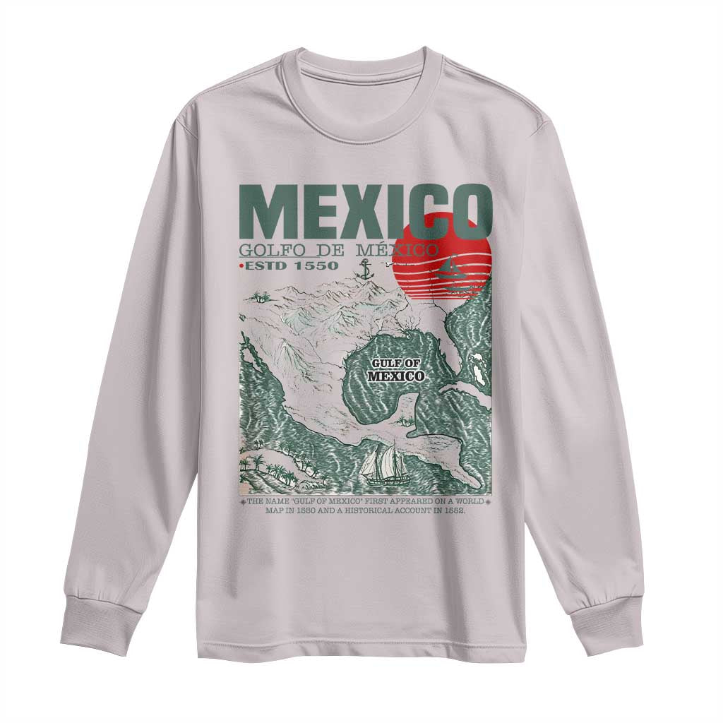 Gulf of Mexico Estd 1550 Long Sleeve Shirt Golfo De Mexico Historic Map Retro Graphic