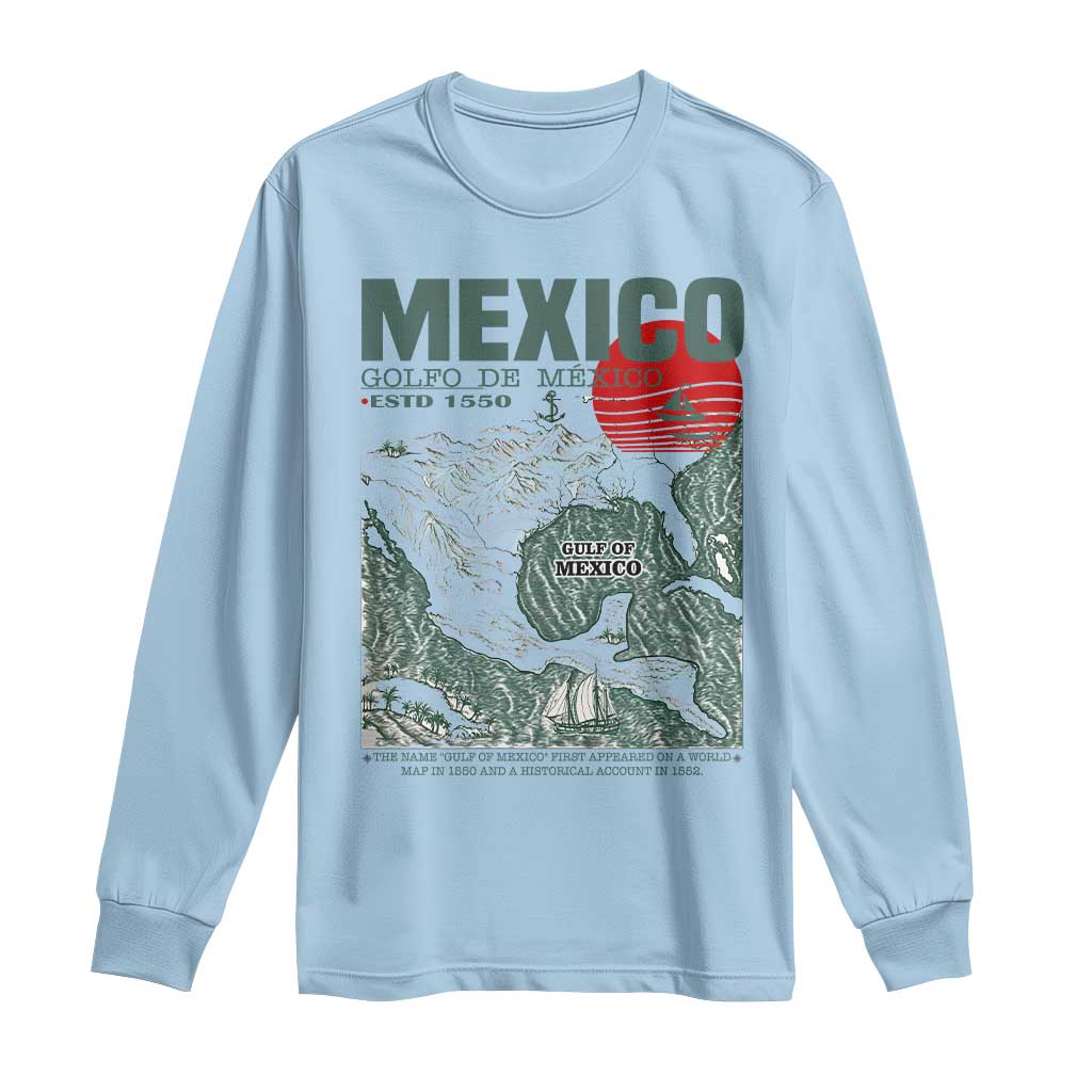 Gulf of Mexico Estd 1550 Long Sleeve Shirt Golfo De Mexico Historic Map Retro Graphic