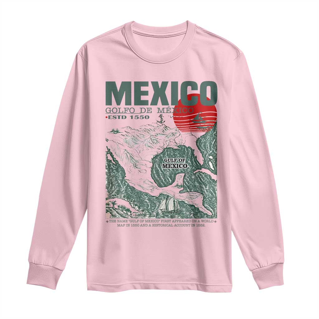Gulf of Mexico Estd 1550 Long Sleeve Shirt Golfo De Mexico Historic Map Retro Graphic