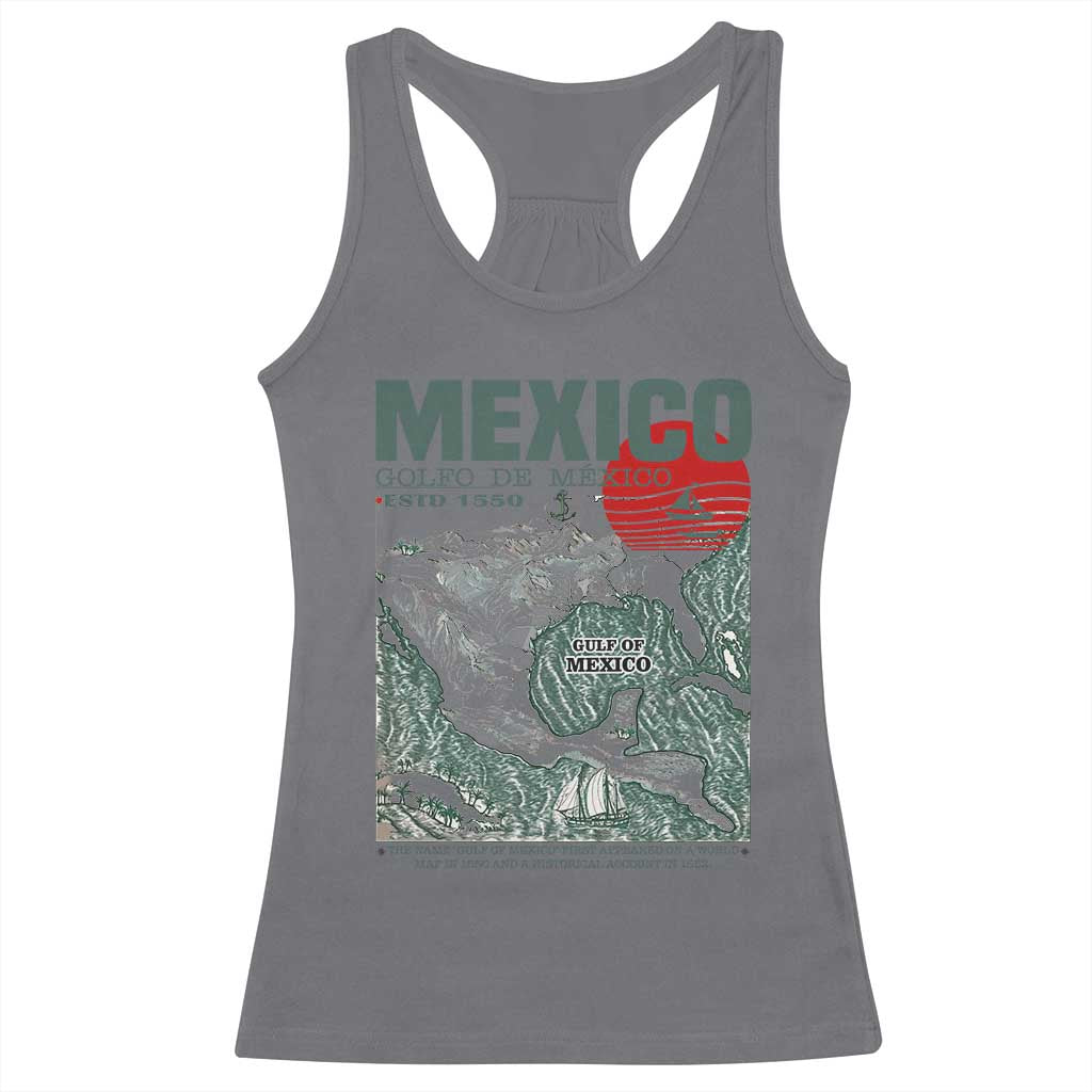 Gulf of Mexico Estd 1550 Racerback Tank Top Golfo De Mexico Historic Map Retro Graphic