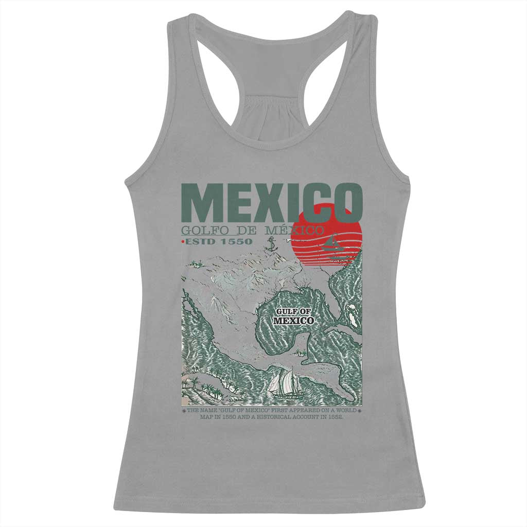 Gulf of Mexico Estd 1550 Racerback Tank Top Golfo De Mexico Historic Map Retro Graphic