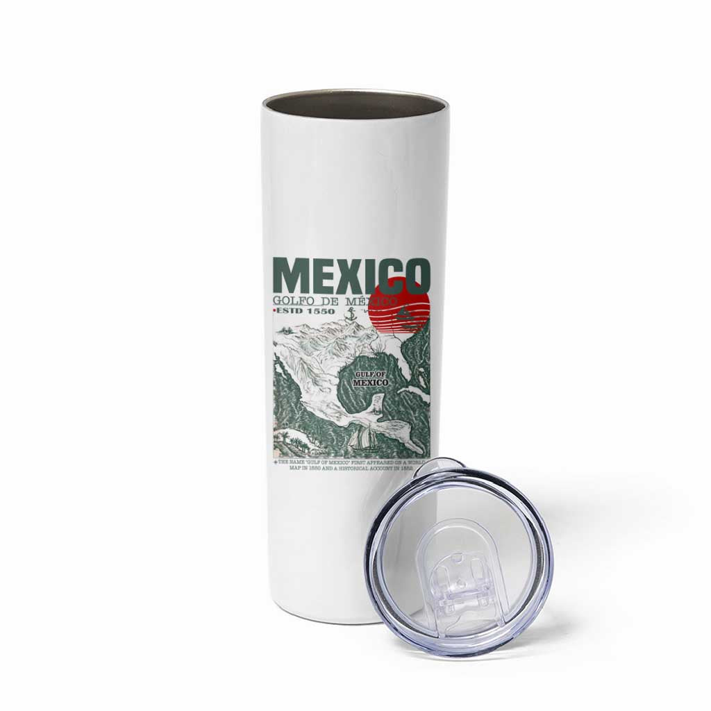 Gulf of Mexico Estd 1550 Skinny Tumbler Golfo De Mexico Historic Map Retro Graphic