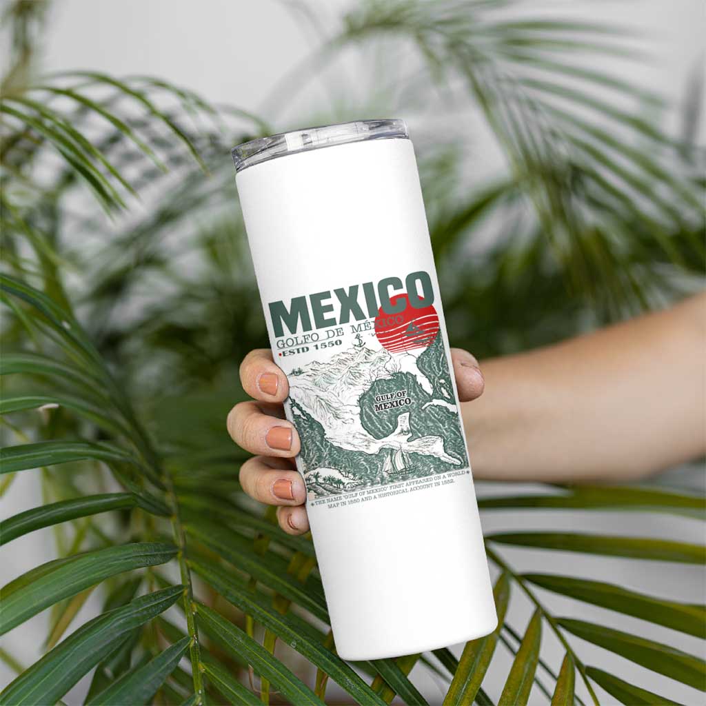 Gulf of Mexico Estd 1550 Skinny Tumbler Golfo De Mexico Historic Map Retro Graphic