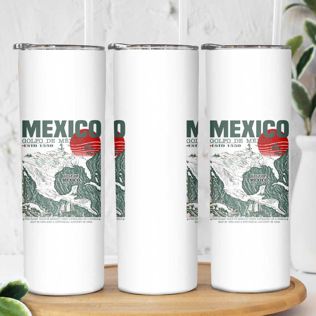 Gulf of Mexico Estd 1550 Skinny Tumbler Golfo De Mexico Historic Map Retro Graphic