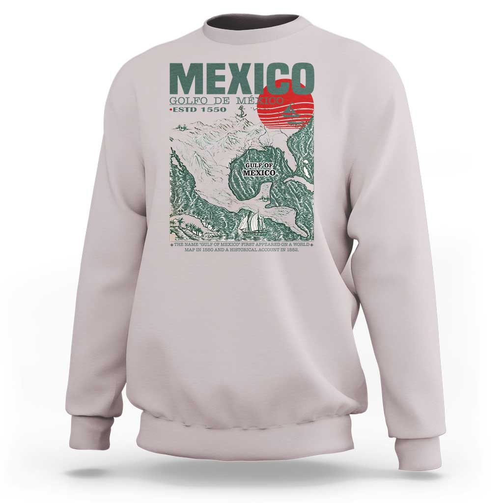 Gulf of Mexico Estd 1550 Sweatshirt Golfo De Mexico Historic Map Retro Graphic