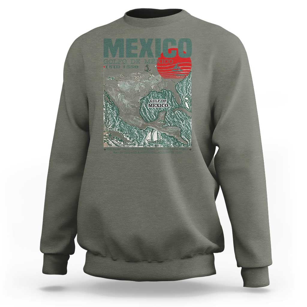 Gulf of Mexico Estd 1550 Sweatshirt Golfo De Mexico Historic Map Retro Graphic