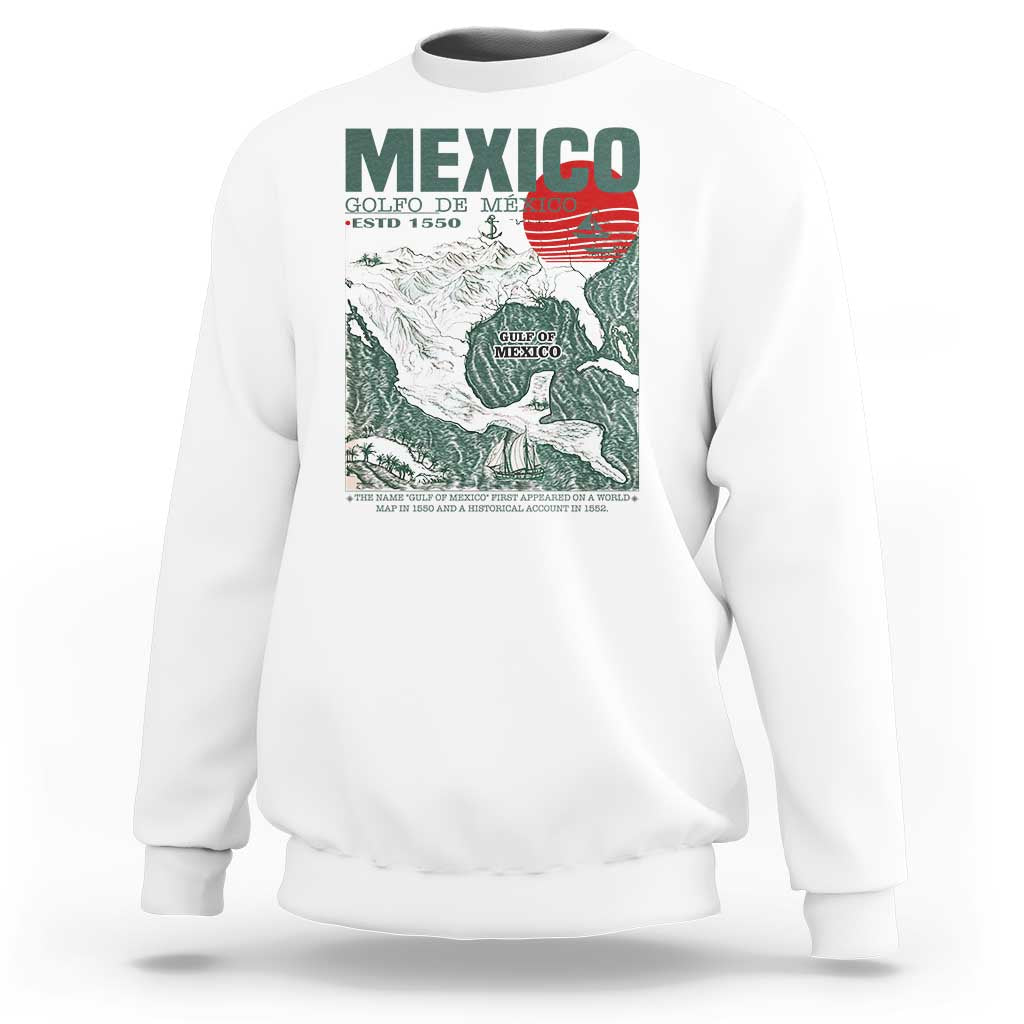 Gulf of Mexico Estd 1550 Sweatshirt Golfo De Mexico Historic Map Retro Graphic