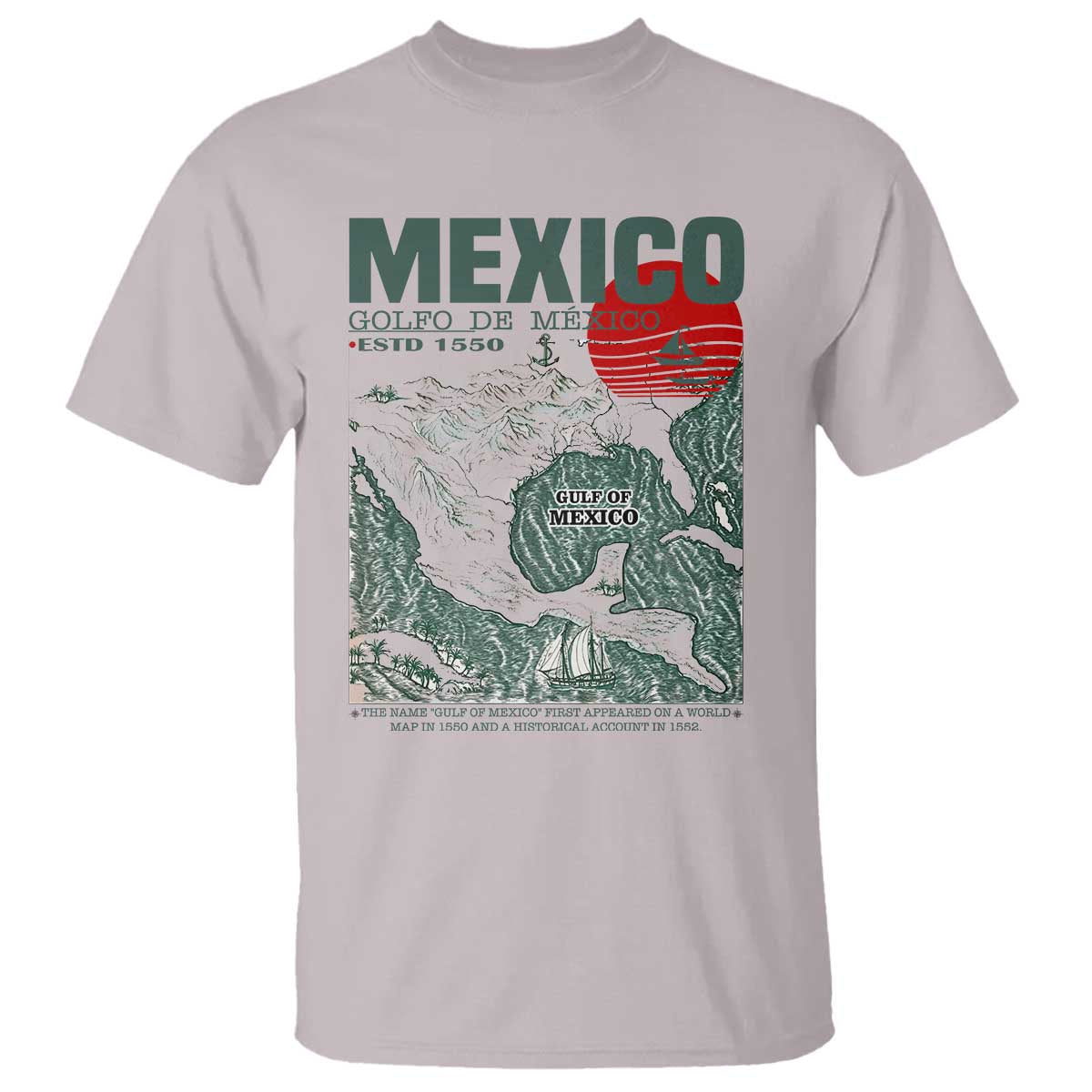 Gulf of Mexico Estd 1550 T Shirt Golfo De Mexico Historic Map Retro Graphic