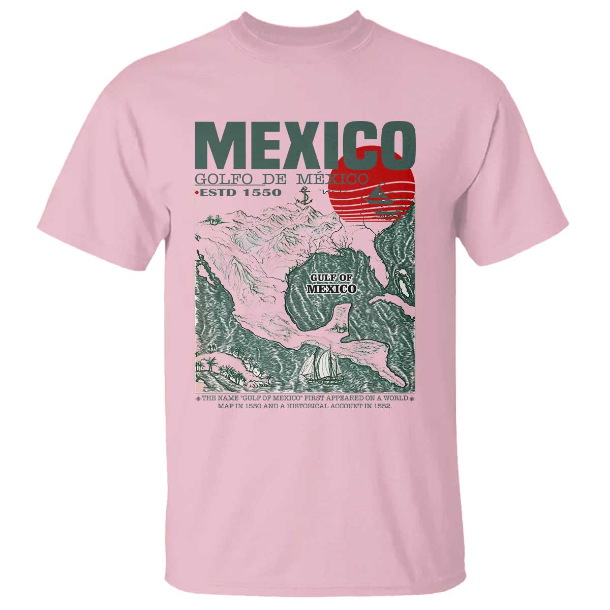 Gulf of Mexico Estd 1550 T Shirt Golfo De Mexico Historic Map Retro Graphic