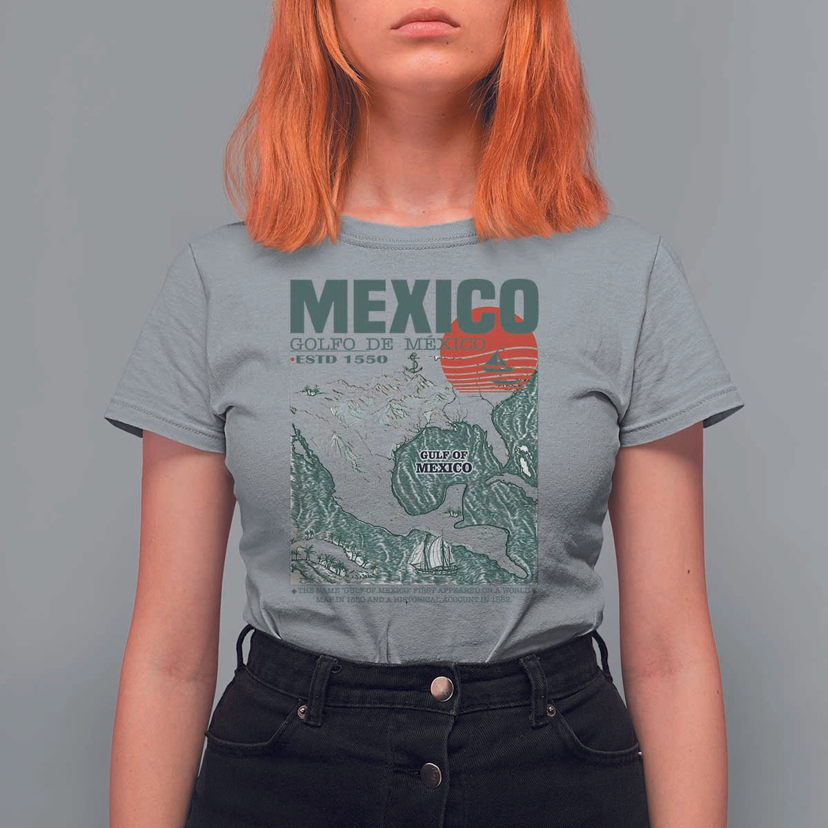 Gulf of Mexico Estd 1550 T Shirt For Women Golfo De Mexico Historic Map Retro Graphic