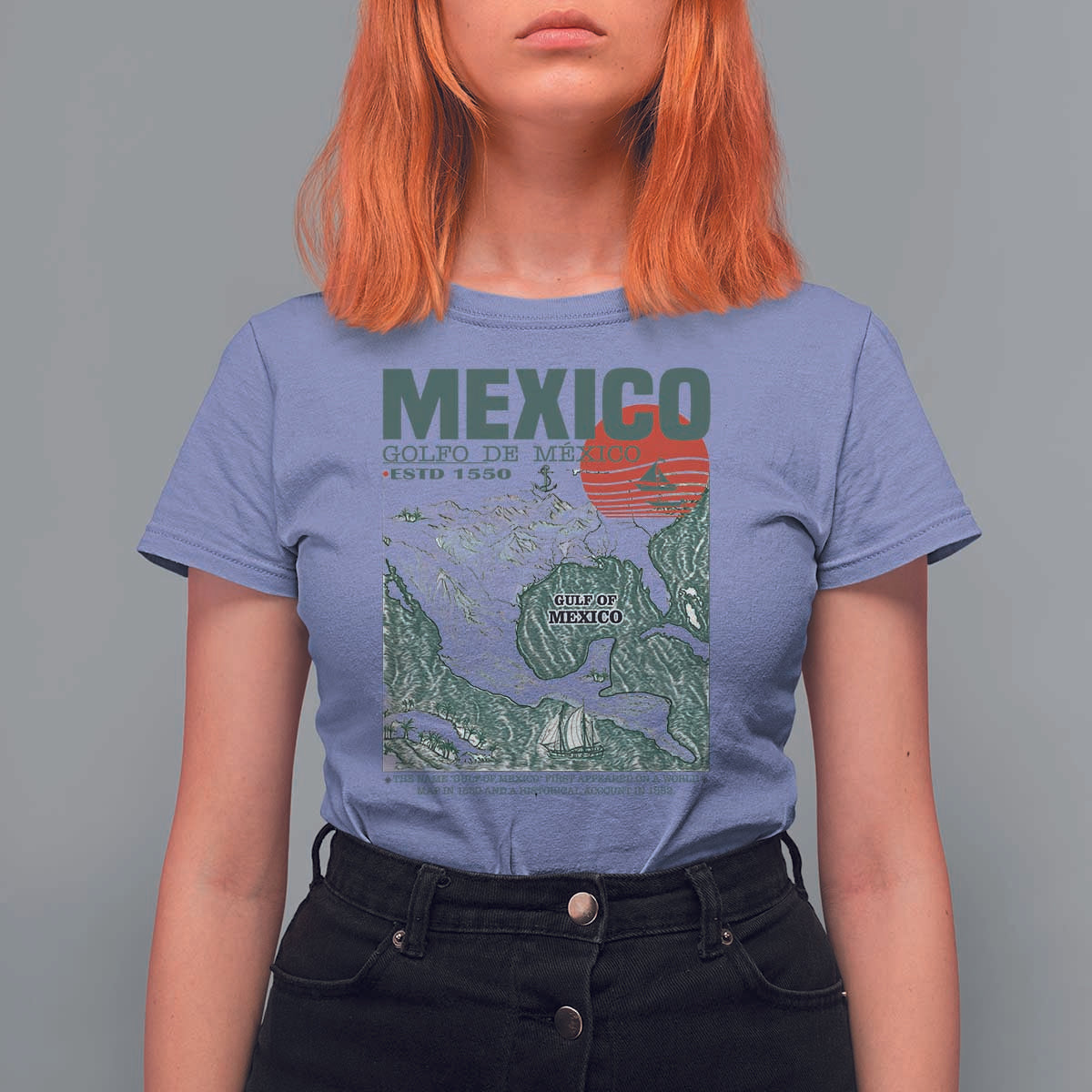 Gulf of Mexico Estd 1550 T Shirt For Women Golfo De Mexico Historic Map Retro Graphic