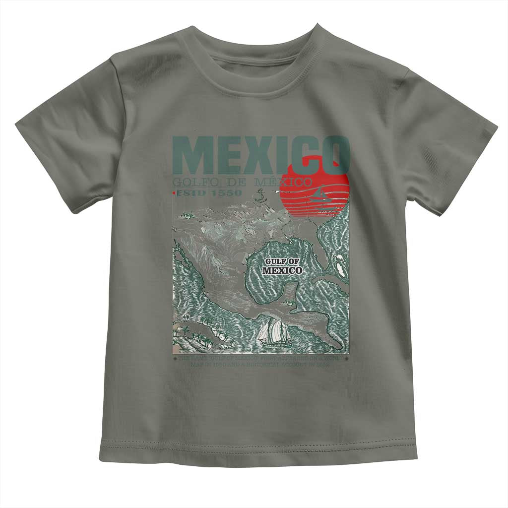 Gulf of Mexico Estd 1550 Toddler T Shirt Golfo De Mexico Historic Map Retro Graphic