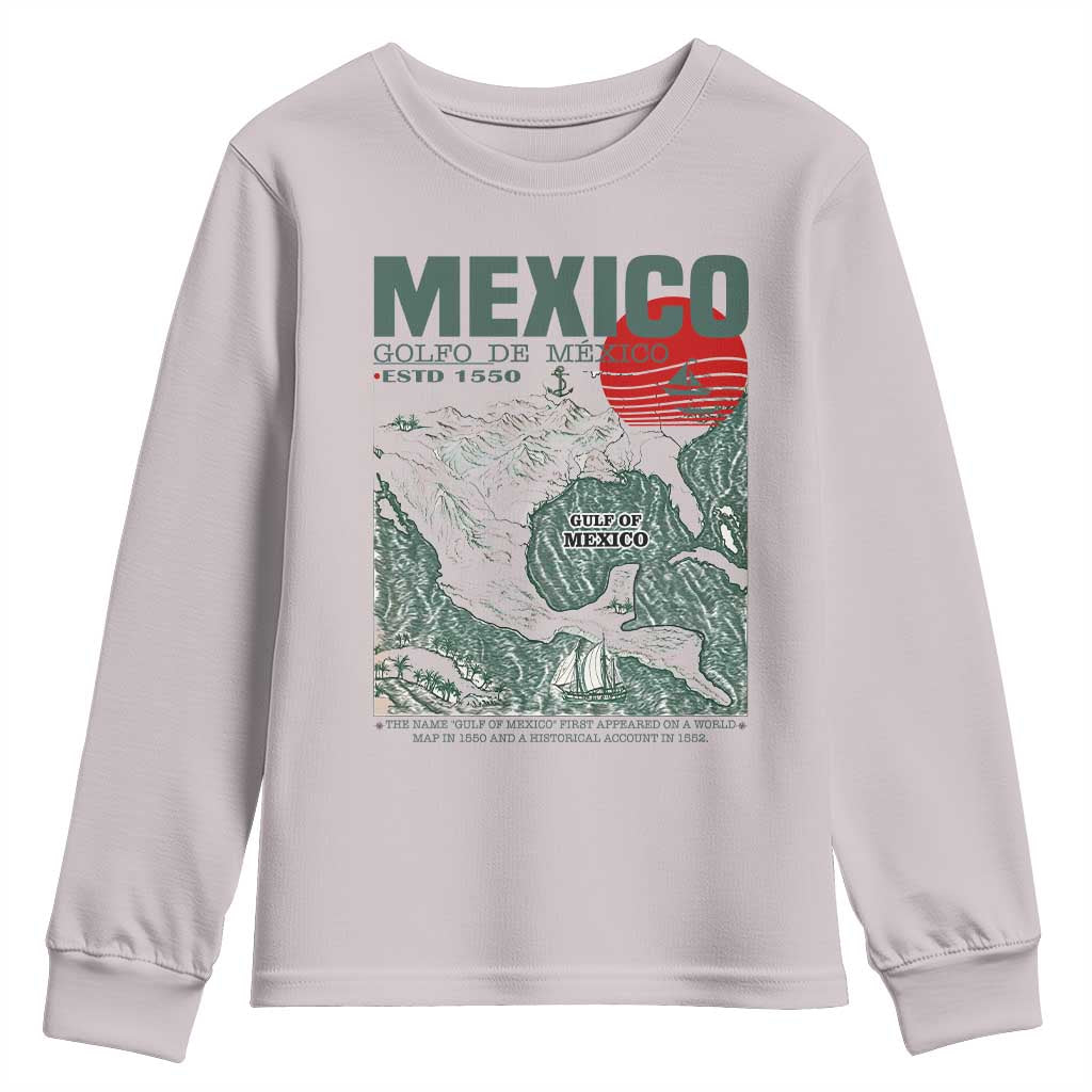 Gulf of Mexico Estd 1550 Youth Sweatshirt Golfo De Mexico Historic Map Retro Graphic