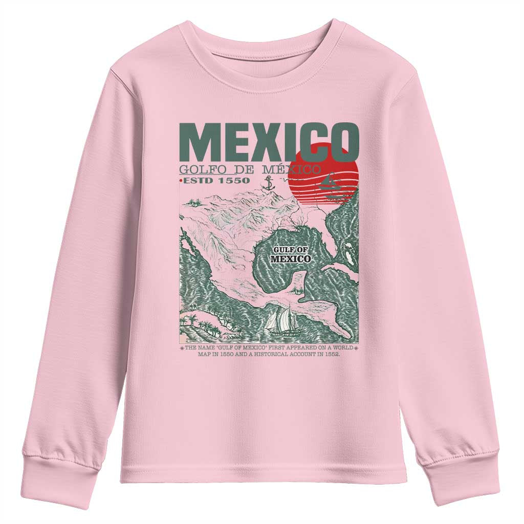 Gulf of Mexico Estd 1550 Youth Sweatshirt Golfo De Mexico Historic Map Retro Graphic