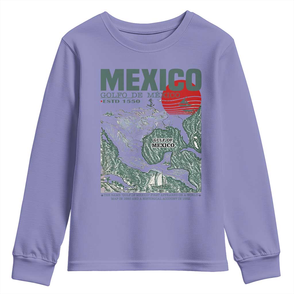 Gulf of Mexico Estd 1550 Youth Sweatshirt Golfo De Mexico Historic Map Retro Graphic