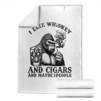 I Like Whiskey and Cigars and Maybe 3 People Throw Blanket Funny Bigfoot Drinking and Cigarette Anti-Social Humor