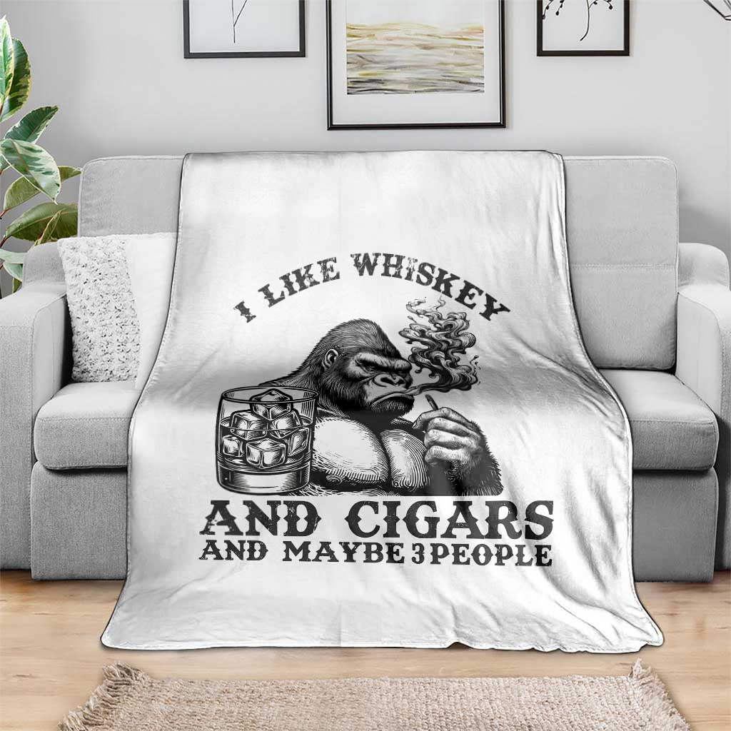 I Like Whiskey and Cigars and Maybe 3 People Throw Blanket Funny Bigfoot Drinking and Cigarette Anti-Social Humor