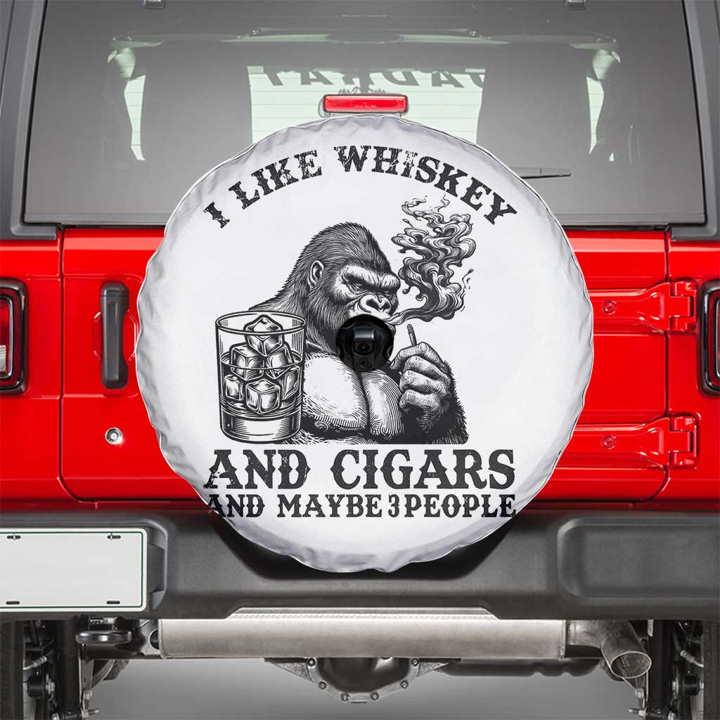 I Like Whiskey and Cigars and Maybe 3 People Spare Tire Cover Funny Bigfoot Drinking and Cigarette Anti-Social Humor