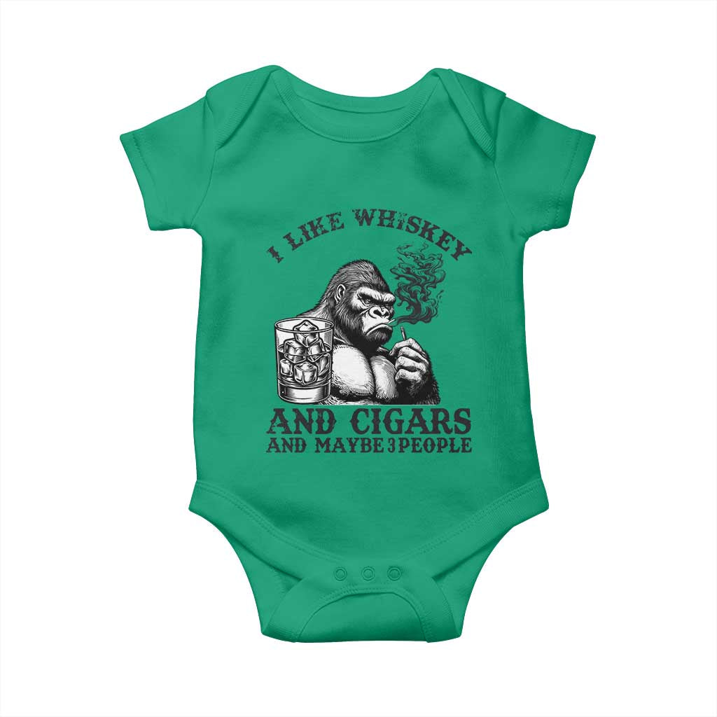 I Like Whiskey and Cigars and Maybe 3 People Baby Onesie Funny Bigfoot Drinking and Cigarette Anti-Social Humor