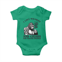 I Like Whiskey and Cigars and Maybe 3 People Baby Onesie Funny Bigfoot Drinking and Cigarette Anti-Social Humor