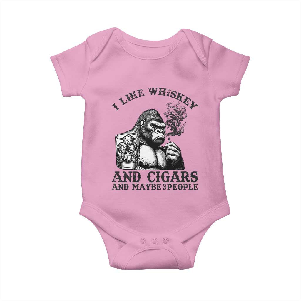 I Like Whiskey and Cigars and Maybe 3 People Baby Onesie Funny Bigfoot Drinking and Cigarette Anti-Social Humor