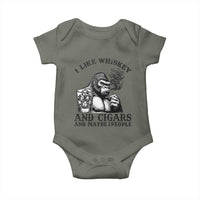 I Like Whiskey and Cigars and Maybe 3 People Baby Onesie Funny Bigfoot Drinking and Cigarette Anti-Social Humor