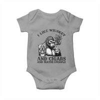 I Like Whiskey and Cigars and Maybe 3 People Baby Onesie Funny Bigfoot Drinking and Cigarette Anti-Social Humor
