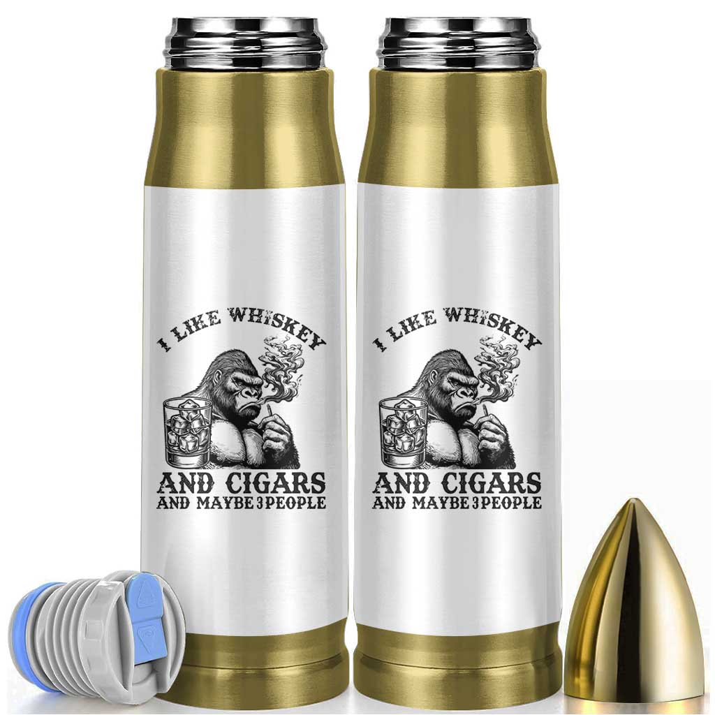I Like Whiskey and Cigars and Maybe 3 People Bullet Tumbler Funny Bigfoot Drinking and Cigarette Anti-Social Humor