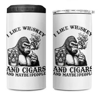 I Like Whiskey and Cigars and Maybe 3 People 4 in 1 Can Cooler Tumbler Funny Bigfoot Drinking and Cigarette Anti-Social Humor