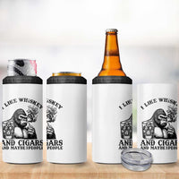 I Like Whiskey and Cigars and Maybe 3 People 4 in 1 Can Cooler Tumbler Funny Bigfoot Drinking and Cigarette Anti-Social Humor