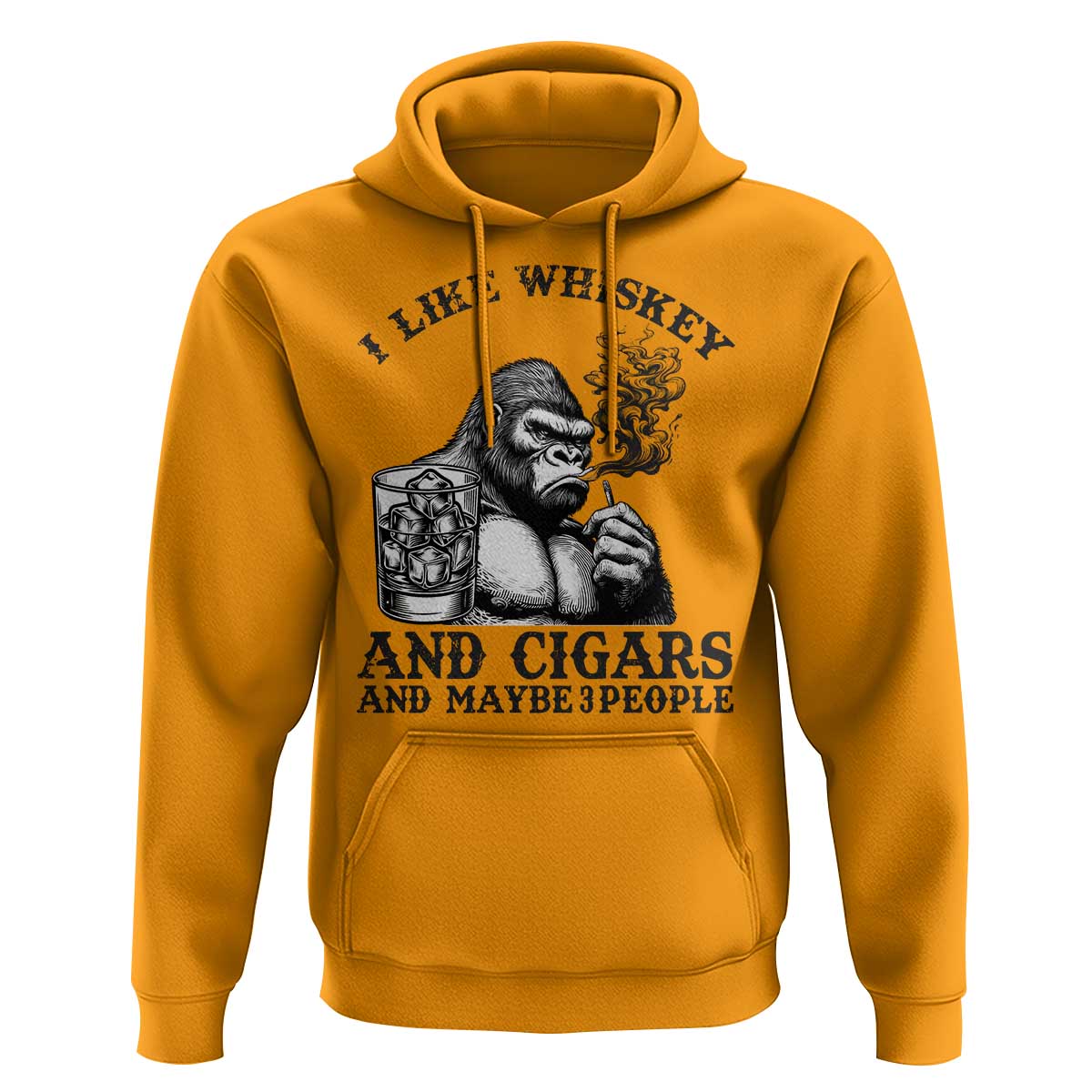 I Like Whiskey and Cigars and Maybe 3 People Hoodie Funny Bigfoot Drinking and Cigarette Anti-Social Humor